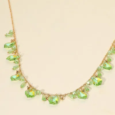 Fashnzfab Faceted Bead Charm Station Necklace In Pink