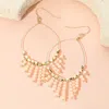 Fashnzfab Faceted Bead Fringe Open Wire Teardrop Dangle Earrings - Ivory In Gold