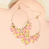 Fashnzfab Faceted Bead Fringe Open Wire Teardrop Dangle Earrings In Multi