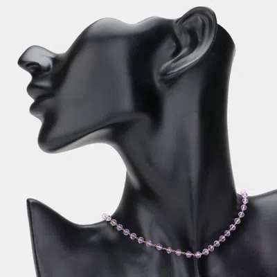 Fashnzfab Faceted Bead Link Necklace In Pink