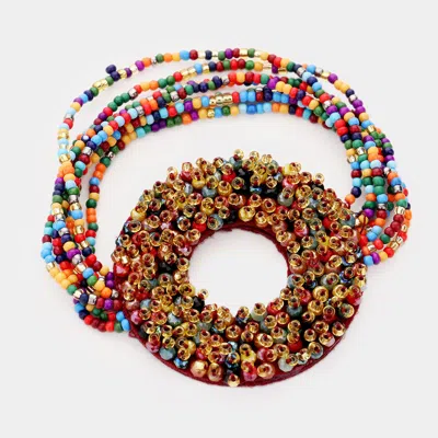 Fashnzfab Faceted Bead Open Circle Bracelet Multi