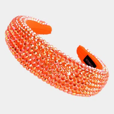 Fashnzfab Faceted Bead Padded Headband In Orange