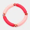 Fashnzfab Faceted Bead Pointed Resin Stretch Bracelet Coral In Pink