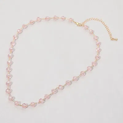 Fashnzfab Faceted Bead Station Chain Necklace - Ab, Purple In Multi