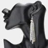 Fashnzfab Faceted Bead Tassel Dangle Earrings In Gray