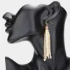 Fashnzfab Faceted Bead Tassel Dangle Earrings In Gold