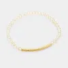 Fashnzfab Faceted Bead Textured Metal Accented Stretch Braceletn Clear, Worn Gold In Multi
