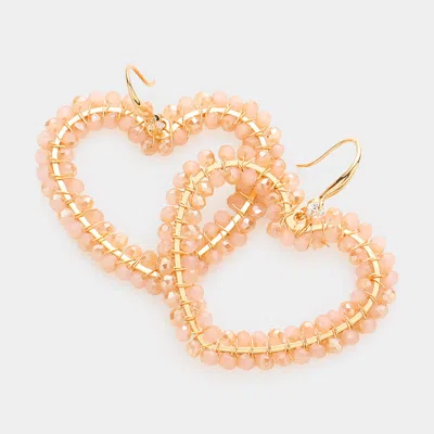 Fashnzfab Faceted Bead Wrapped Open Heart Dangle Earrings In Multi