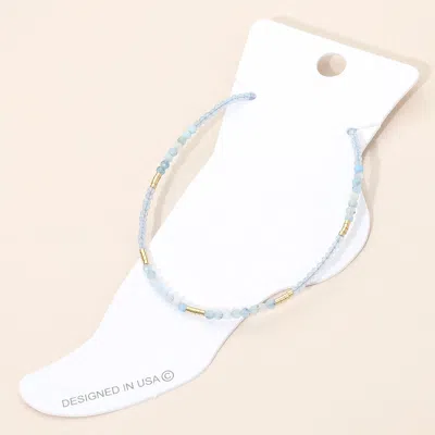 Fashnzfab Faceted Beaded Anklet In Blue