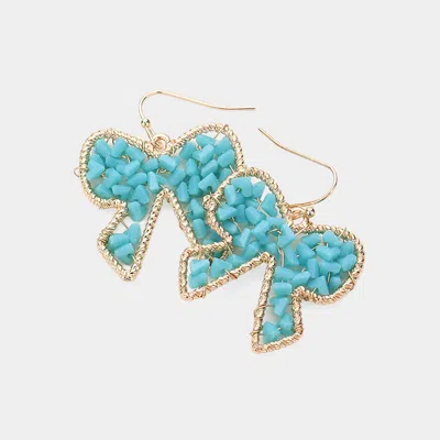 Fashnzfab Faceted Beaded Bow Dangle Earrings In Multi