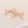 Fashnzfab Faceted Beaded Bow Earrings - Ab, Pink In Gold