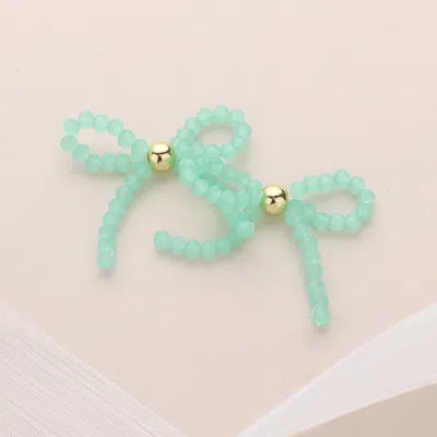 Fashnzfab Faceted Beaded Bow Earrings - Mint In Green