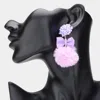 Fashnzfab Faceted Beaded Bow Pointed Pom Pom Dangle Earrings In Purple