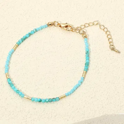 Fashnzfab Faceted Beaded Bracelet In Blue