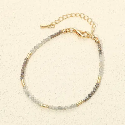 Fashnzfab Faceted Beaded Bracelet Gold, Gray In Multi