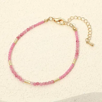 Fashnzfab Faceted Beaded Bracelet Gold, Pink In Multi