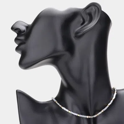 Fashnzfab Faceted Beaded Choker Necklace In Black