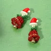 Fashnzfab Faceted Beaded Christmas Bell Dangle Earrings In Multi