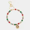 Fashnzfab Faceted Beaded Christmas Gift Bow Keychain / Bracelet Multi In Multi