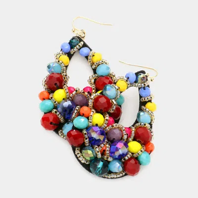Fashnzfab Faceted Beaded Cluster Teardrop Dangle Earrings In Multi