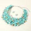 Fashnzfab Faceted Beaded Collar Statement Necklace In Brown