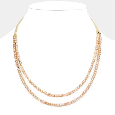 Fashnzfab Faceted Beaded Double Layered Necklace In Gold