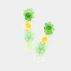Fashnzfab Faceted Beaded Flower Link Dangle Earrings - Green In Green