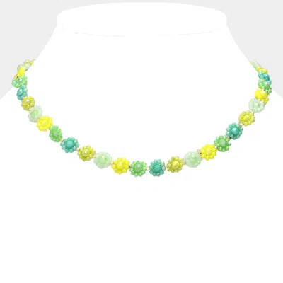 Fashnzfab Faceted Beaded Flower Necklace In Multi