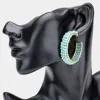 Fashnzfab Faceted Beaded Half Hoop Earrings - Turquoise In Green