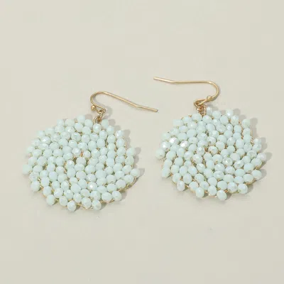 Fashnzfab Faceted Beaded Hoop Drop Dangle Earrings In Blue