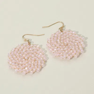 Fashnzfab Faceted Beaded Hoop Drop Dangle Earrings In Pink