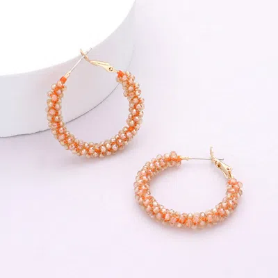 Fashnzfab Faceted Beaded Hoop Earrings - Lt Col Topaz In Orange