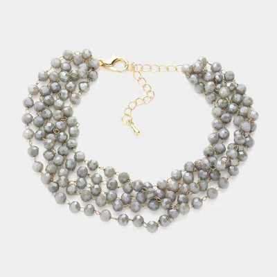 Fashnzfab Faceted Beaded Layered Bracelet Gold, Gray In Multi