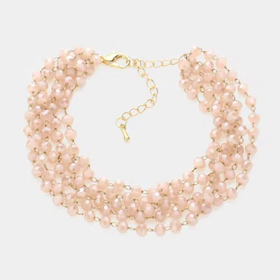 Fashnzfab Faceted Beaded Layered Bracelet Gold, Pink