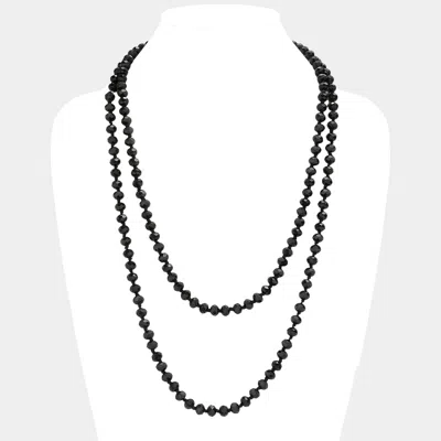 Fashnzfab Faceted Beaded Long Necklace - Black