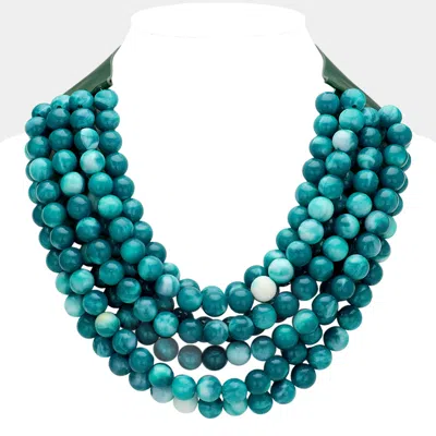 Fashnzfab Faceted Beaded Multi Layered Magnetic Collar Necklace - Turquoise In Blue