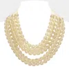 Fashnzfab Faceted Beaded Multi Layered Magnetic Collar Necklace In Neutral