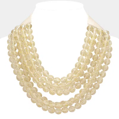 Fashnzfab Faceted Beaded Multi Layered Magnetic Collar Necklace In Neutral
