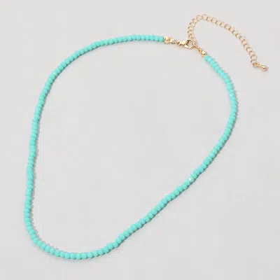Fashnzfab Faceted Beaded Necklace - Turquoise In Blue