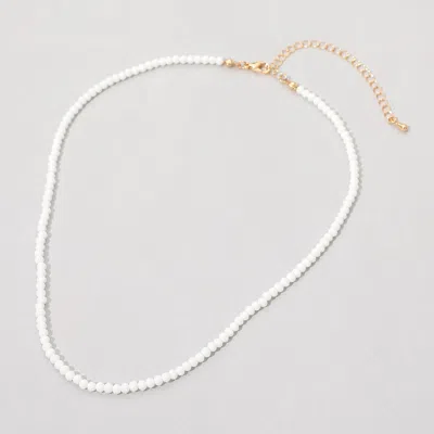 Fashnzfab Faceted Beaded Necklace - White