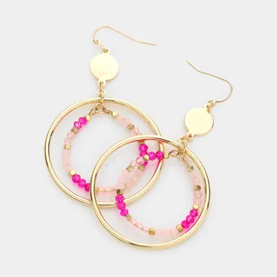 Fashnzfab Faceted Beaded Open Circle Accented Dangle Earrings In Gold