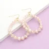 Fashnzfab Faceted Beaded Open Circle Dangle Earrings - Ivory In Pink