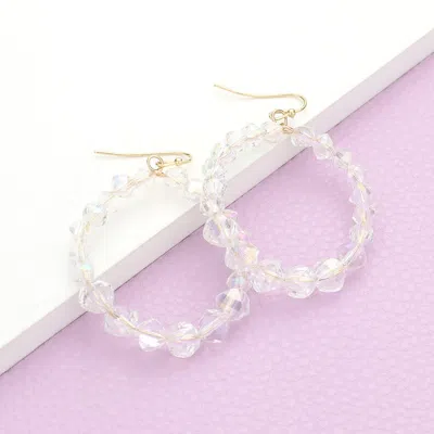 Fashnzfab Faceted Beaded Open Circle Dangle Earrings In Multi
