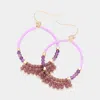 Fashnzfab Faceted Beaded Open Circle Tassel Dangle Earrings In Multi