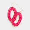 Fashnzfab Faceted Beaded Open Hexagon Dangle Earrings - Pink In Pink