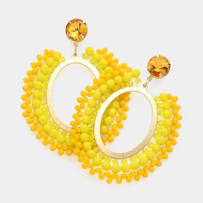 Fashnzfab Faceted Beaded Open Oval Dangle Earrings In Orange