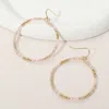 Fashnzfab Faceted Beaded Open Ring Dangle Earrings - Gold, Pink In Gold