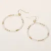 Fashnzfab Faceted Beaded Open Ring Dangle Earrings - Gold, White In Gold