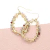 Fashnzfab Faceted Beaded Open Teardrop Dangle Earrings - Gold, Multi In Gold