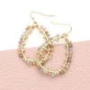 Fashnzfab Faceted Beaded Open Teardrop Dangle Earrings - Gold, Multi, Neutral In Gold